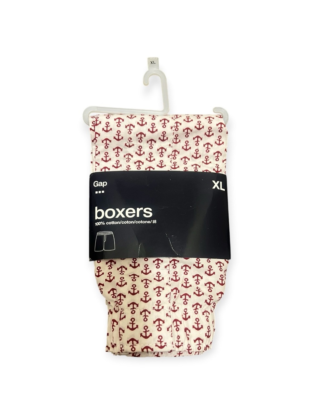 NEW Gap XL Men's Cotton Boxers - White with Red Anchor Print